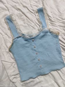 Blue Lace detailed Tank Top