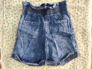 Blue Denim High-Waisted Shorts