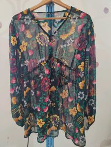 Floral Sheer Tunic Top