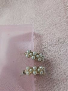 Pearl Cluster Hoop Earrings