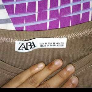 Zara Brown Ribbed Top - Size M