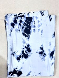 White &amp;Black Tie-Dye Satin Silk Saree
