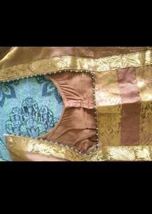 brown colour pure silksaree with blo