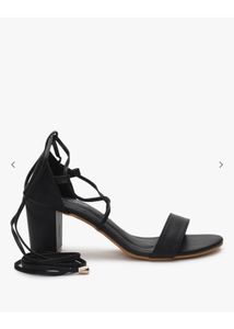 Black Lace-Up Heeled Sandals