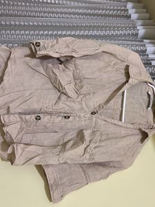 Beige Linen Button-Down Shirt