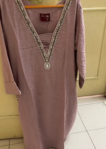 Mauve Embellished Kurta Set