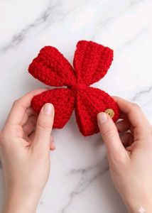 Red Crocheted Bow Hair Clip