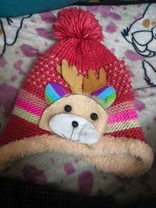Reindeer Winter fleece Cap for 4-6 years kids