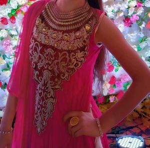 Pink Embroidered Indian Dress