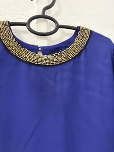Blue Beaded Top
