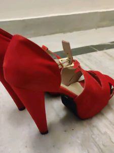 Red Criss-Cross Heeled Sandals
