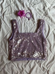y2k Sparkly Purple Crop Top