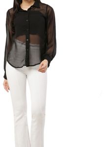 Black Sheer Button-Down Blouse