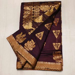 Elegant Purple & Gold Saree