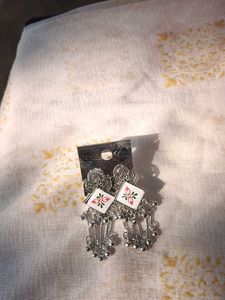 Ethnic Silver Dangle Earrings