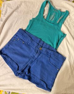 Combo Max Ribbed Tank Top And Shorts