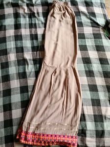 Beige Embroidered Palazzo Pants