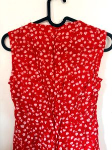 Red Floral Button-Down Dress