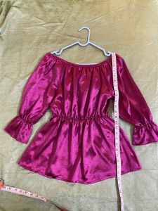 Pink Off-Shoulder Top With Back Bow Bust 36