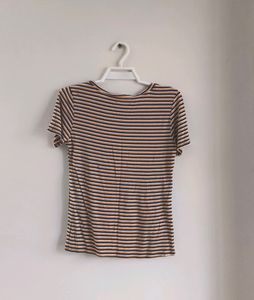 Zara Tshirt Stripes Yellow White Black