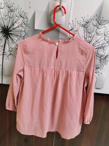 Pink Ruffle Neck Blouse