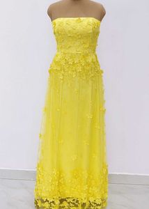Yellow Floral Evening Gown