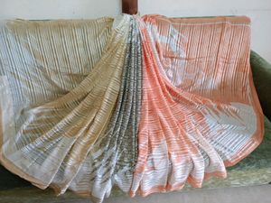 Satin Strips Laining Saree (Price Drop)