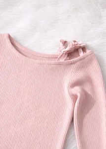 Pink Ribbed Full Sleeve Top | Soft Stretch Fabric