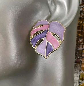 Purple Palm Tree Leaves Earrings