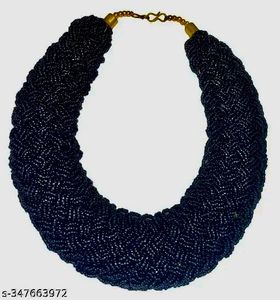 Black Poth Beads Necklace For Women