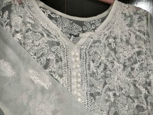 Pure White Chikankari Anarkali Kurta