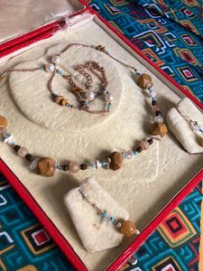 Citrine Topaz necklace + Earrings Set✨