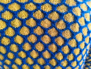 Handmade Knitted Blue &amp; Yellow Coat