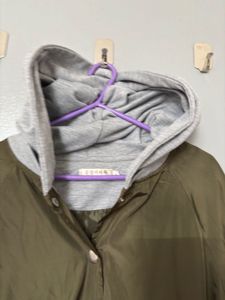 Olive Green Oversized Hooded Jacket