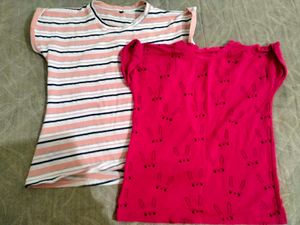 Red And White-Peach TSHIRT set Of 2 .