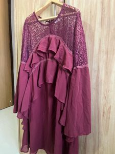 Elegant Burgundy Lace Dress- Size L