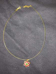 Gold Tone Flower Pendant Invisible Chain