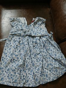 Floral Print Dress with Red Ribbon