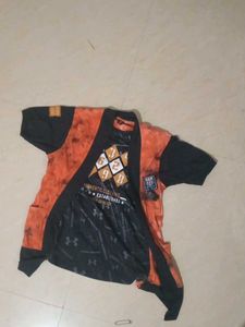 Orange &amp; Black Graphic Print Shirt