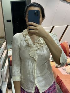 Nude Top With Ruffle