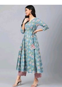 Blue Pure Cotton Kurta Palazzo Dupatta Set. 🩵