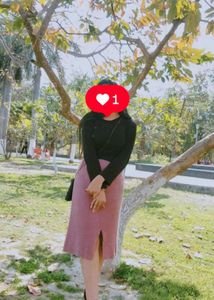 Combo Of Black Top And Pink Skirt .