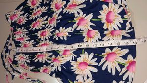 Blue Sleeveless Floral Tube Designed Top