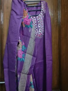 Purple Embroidered Kurta Set