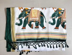 Kerala Saree with Elephant Motif