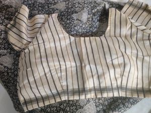 *Flat 50 Off* Beige-black Art Silk saree, Blouse