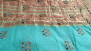 Teal Floral Print Fabric