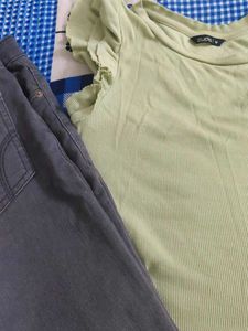 Cute Ruffle Sleeve Top And Grey Jeans Combos
