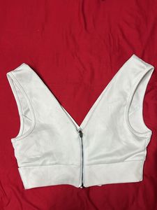 White V-Neck Crop Top