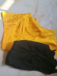 Yellow Grey Contrast Saree